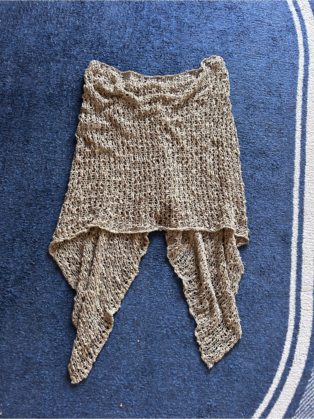 Asymmetrical Beige Crochet Pointed-Hem Women's Top